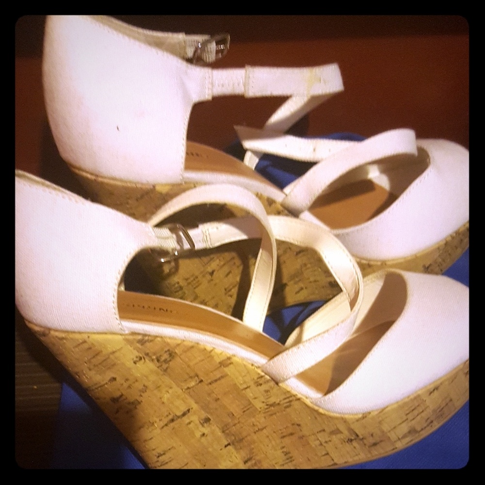 Summer white wedge sandals