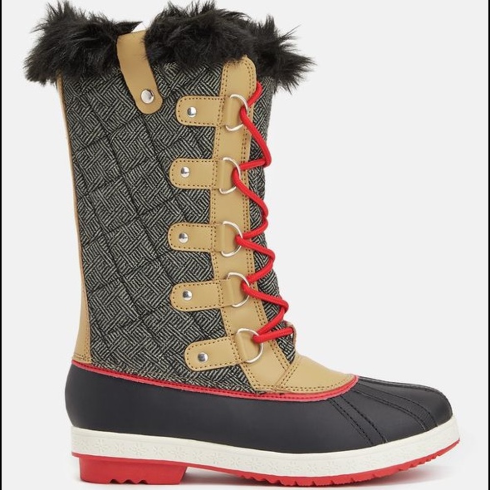 NEW NEVER WORN JustFab black and red boots
