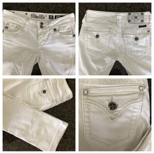 Miss Me Signature Boot White Crystal Pocket Flaps