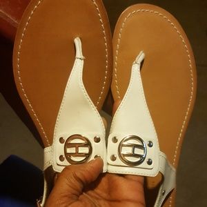 White flat sandals