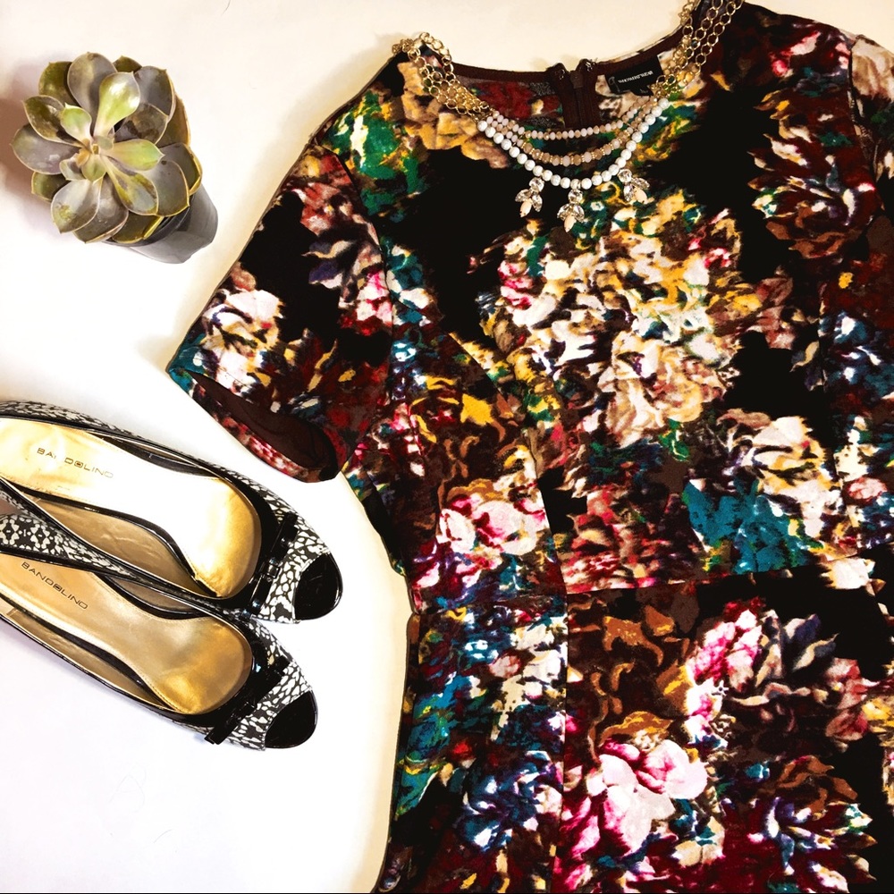 Who What Wear Floral Print Cap Sleeve Dress