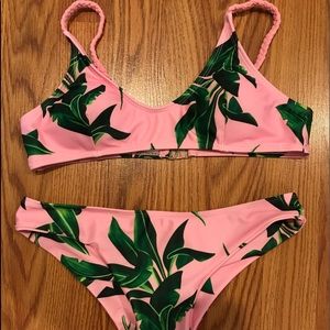 NWOT pink tropical bikini