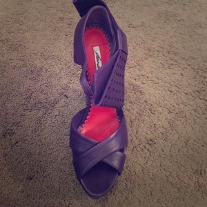 Brian Atwood purple platform sandals