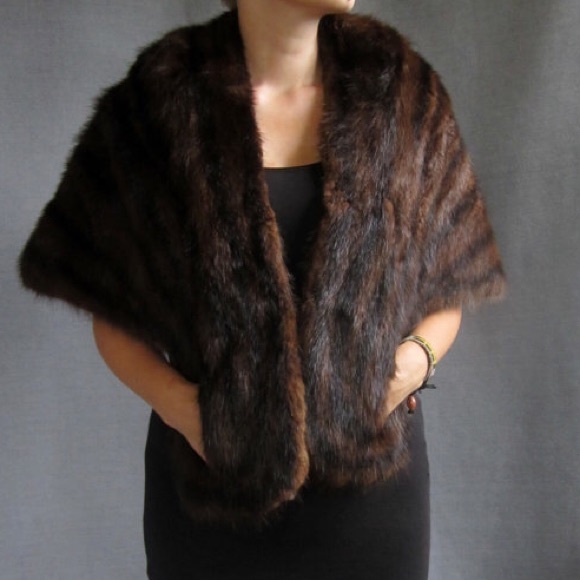 Vintage Rich Dark Brown Mink Capelet Stole - Picture 2 of 5