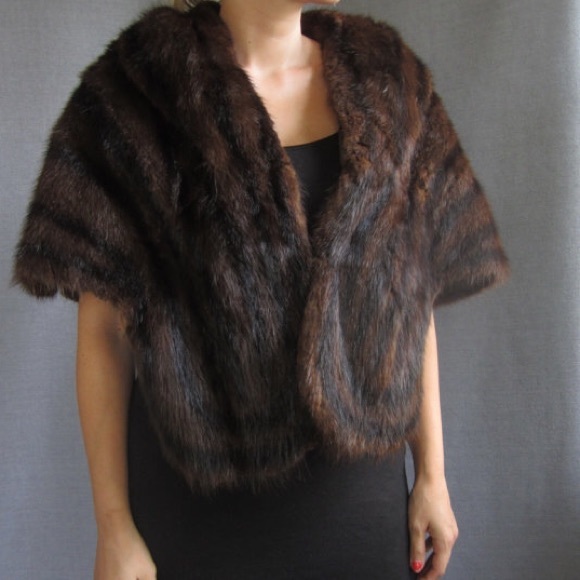 Vintage Rich Dark Brown Mink Capelet Stole - Picture 3 of 5