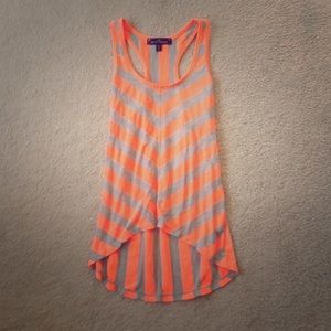 Orange Gray Stripes Tank Top