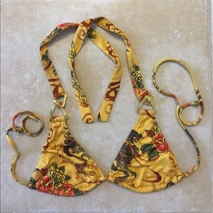 Yellow Lucky Brand triangle bikini top