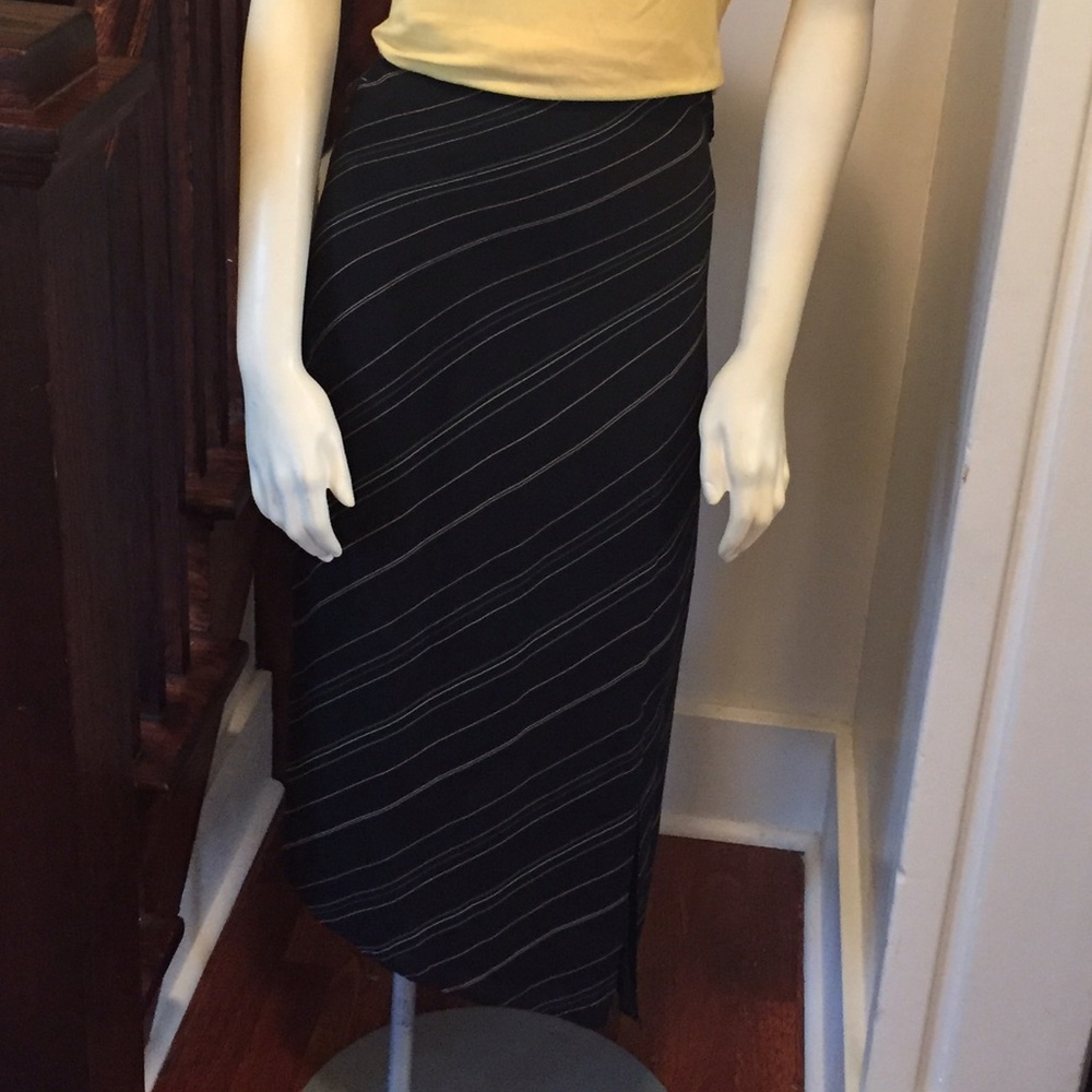 Ankle length silk skirt with side slit