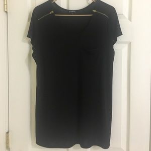 Express black top with zipper on shoulders