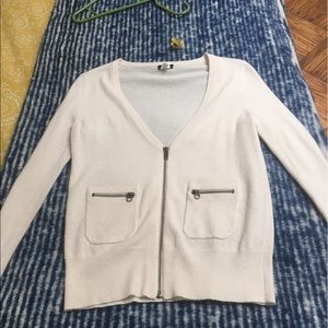 Jcrew cream colored zipper cardigan