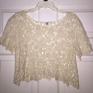 Papaya Cream Crochet Crop Top