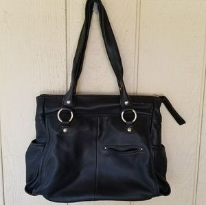 B Makowsky black leather bag