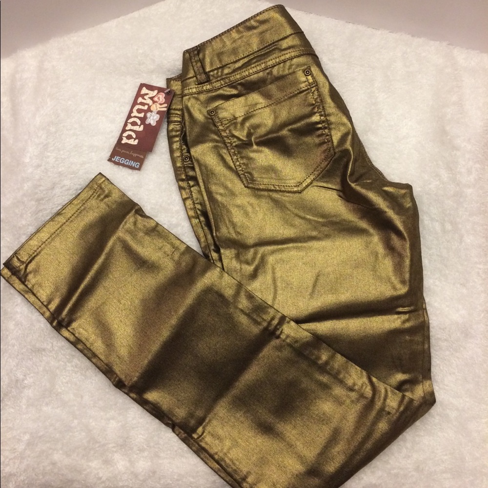 NWT size 9 metallic gold skinny jean