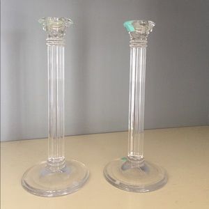 Pair of Tiffany & Co. Crystal Column Candlesticks