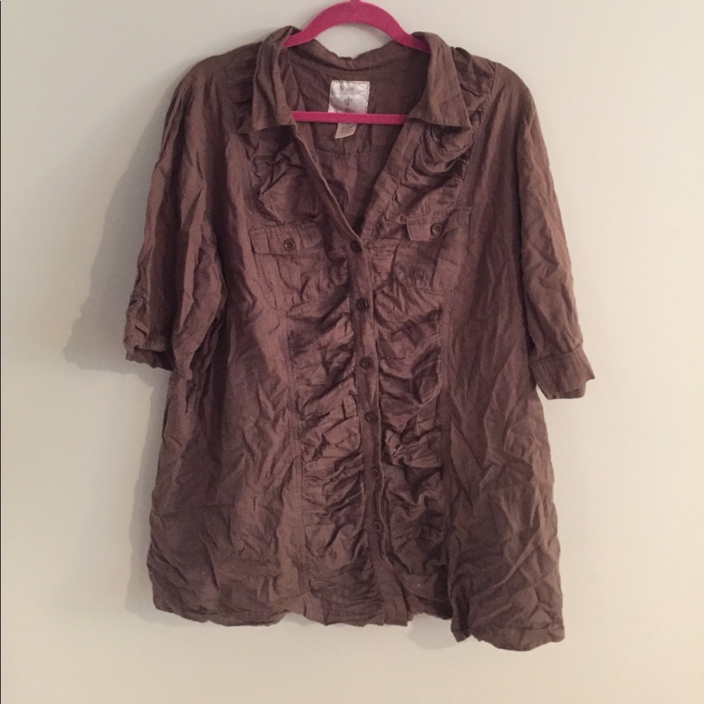 Army green button down