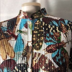 Asian Style Quilted Reversible Jacket w Dragonfly