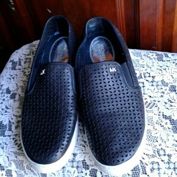 MICHAEL MICHAEL KORS Shoes - MICHAEL MICHAEL KORS BLACK PERFORATED SLIP-ONS