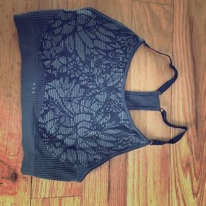 Grey floral Fabletics bra, size medium