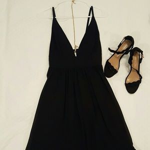 J.crew silk plunging neck black dress