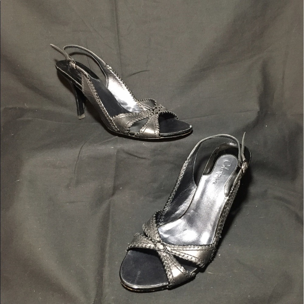 Black Cole Haan Kitten Heels with strap size 7