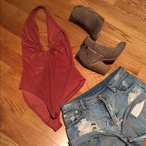 Boohoo one piece halter backless bodysuit