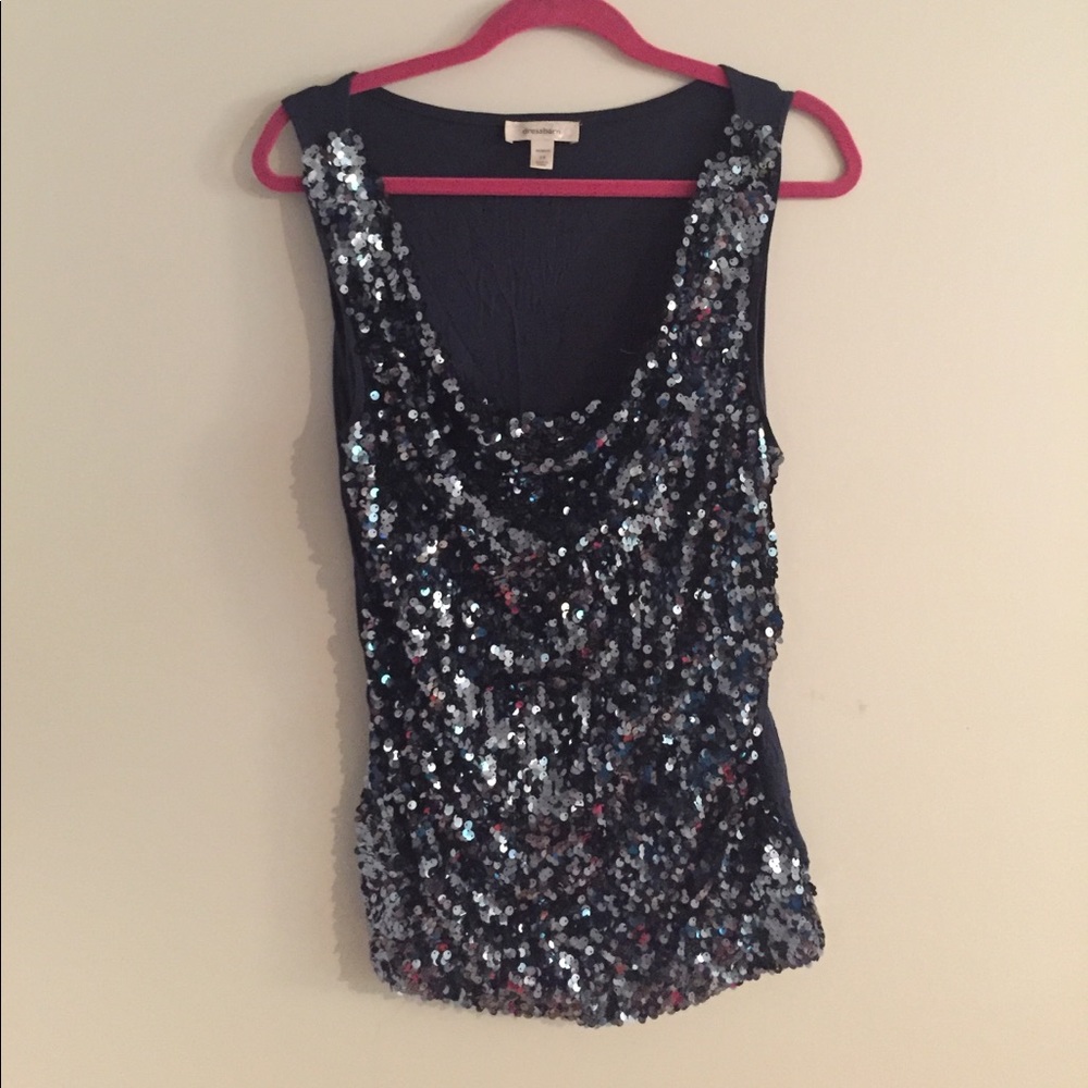 Blue sequined top