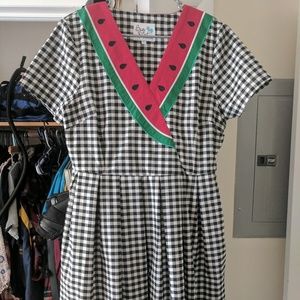 Modcloth checkered dress with watermelon collar