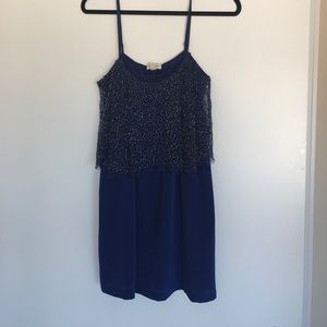 Navy blue beaded cocktail dress