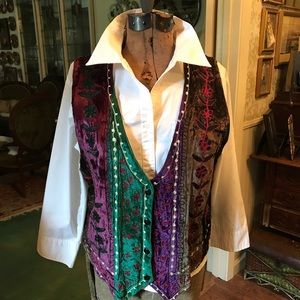 Velvet Embroidered Vest, M, Jewel Colors, Pretty!
