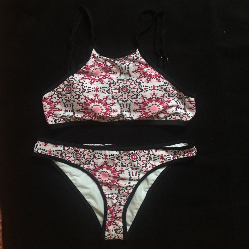 Two-piece halter bathing suit