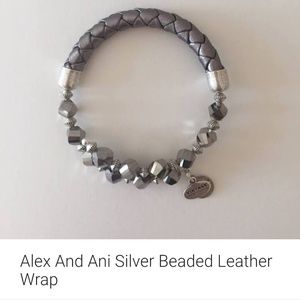 Alex and Ani silver beaded braided wrap braclet
