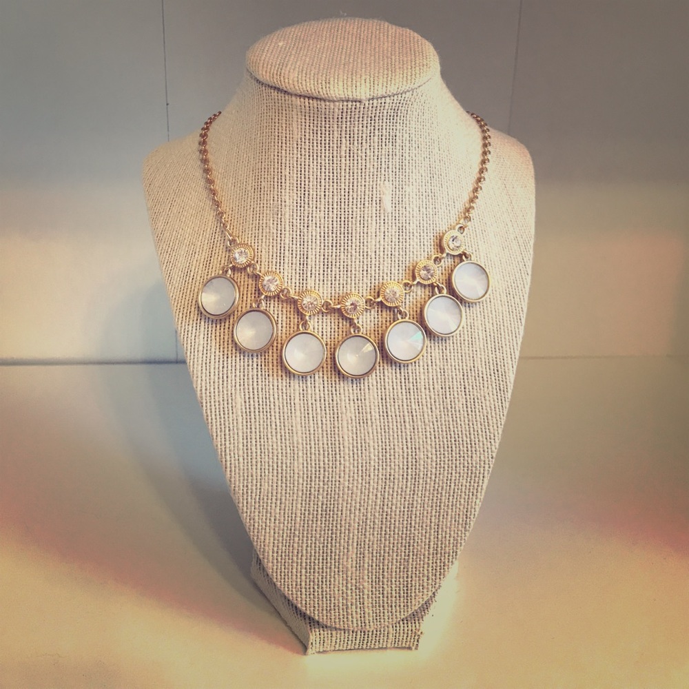 Gold & Iridescent Stone Necklace
