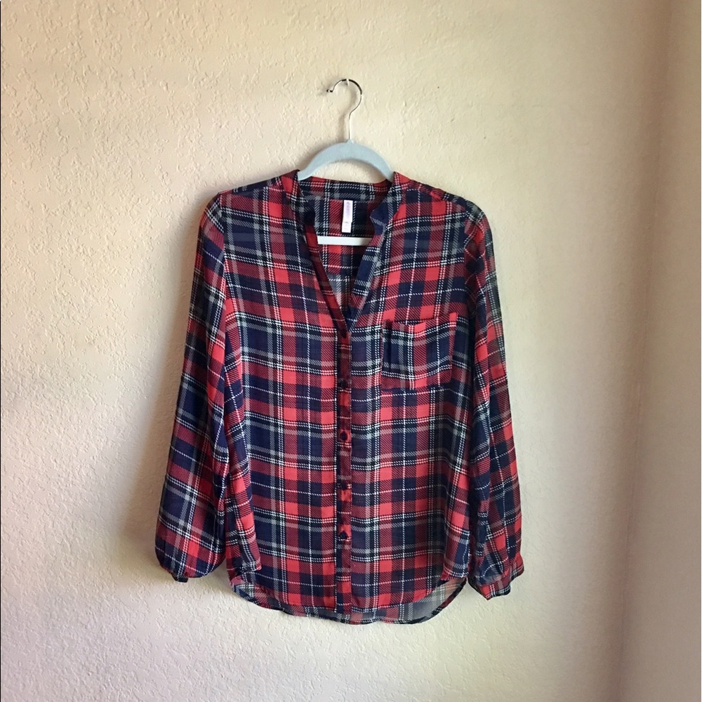 Sheer plaid shirt