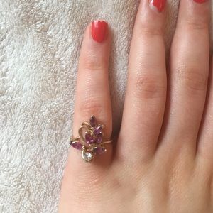 Natural ruby diamond 14k yellow gold ring 6.75