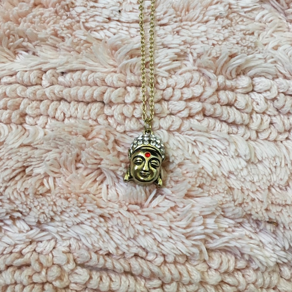 Buddha Necklace Gold with Red accent