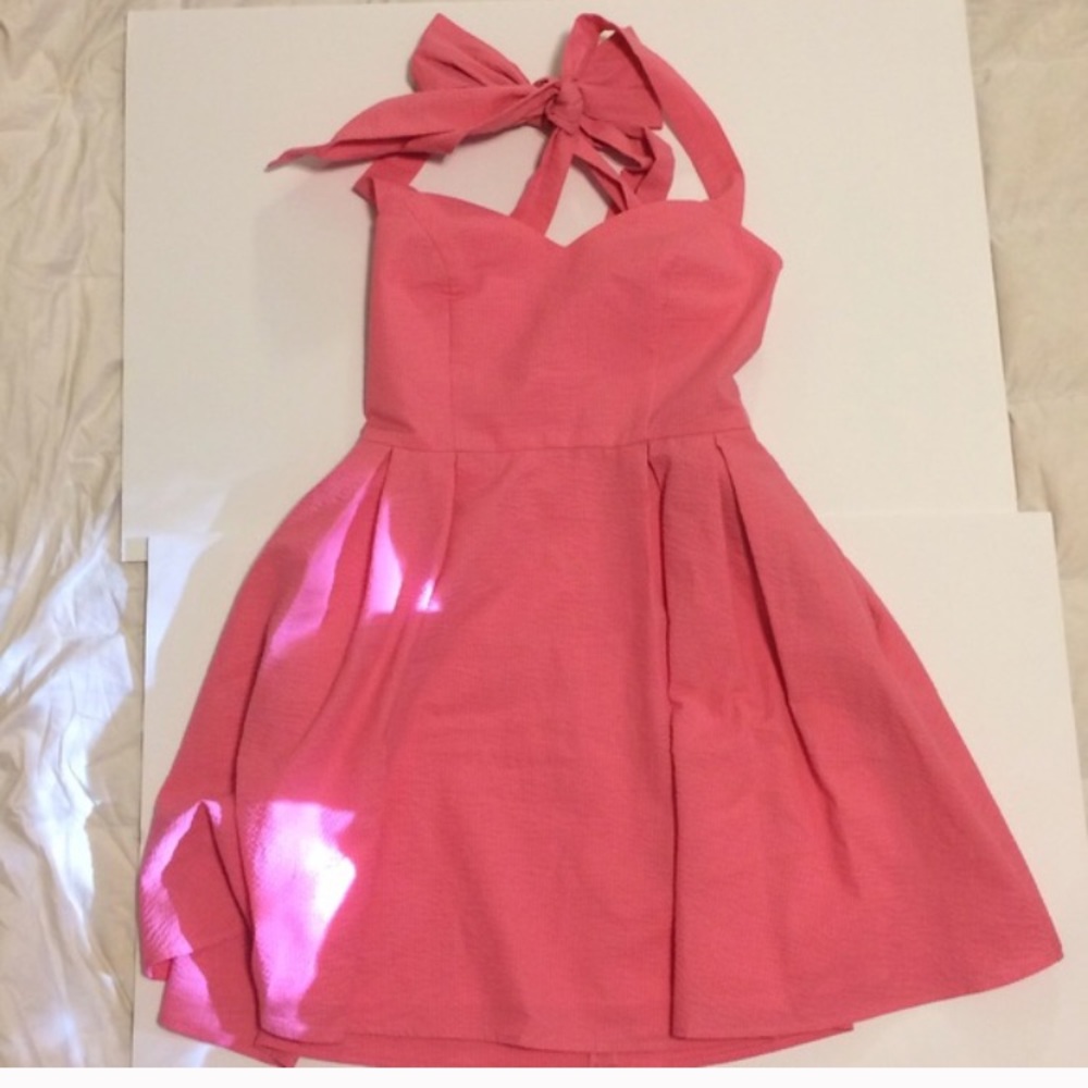 Lauren James pink seersucker dress