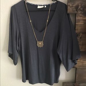 Anthropologie Deletta Grey top batwing sleeve