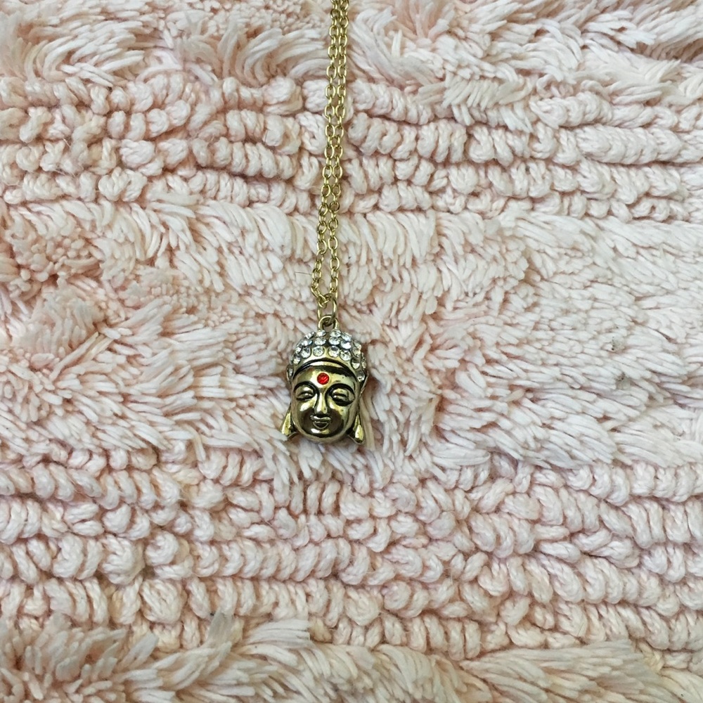 Buddha Necklace Gold with Red accent