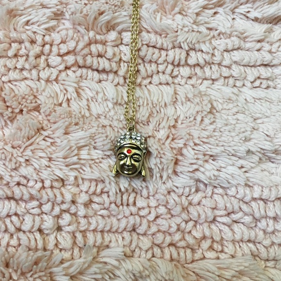 Buddha Necklace Gold with Red accent - Picture 1 of 2