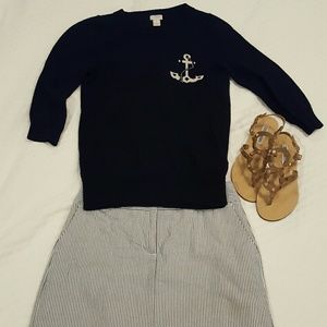 Loft blue seersucker skirt