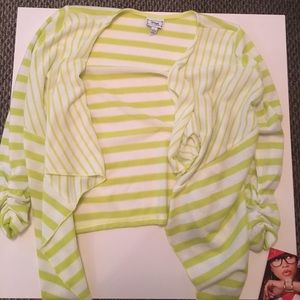 Green and white cardigan