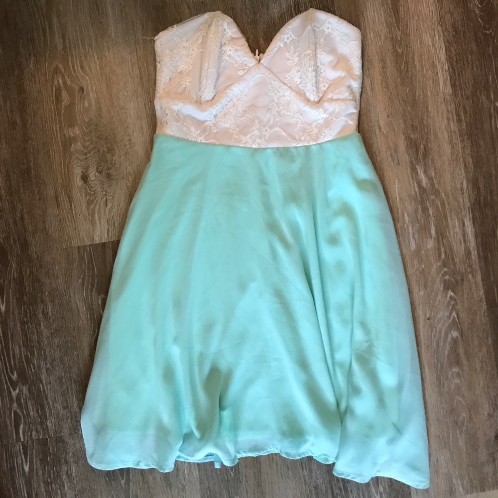 Pretty lace and turquoise dress
