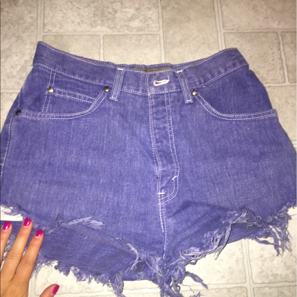 Purple high waisted, cut off shorts