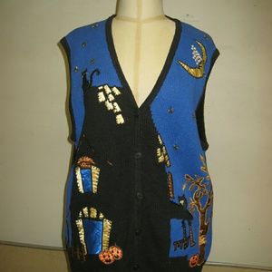 Knit vest motifs of autumn and Halloween  size 14
