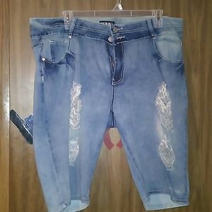 Plus Jean Cut Up Capris