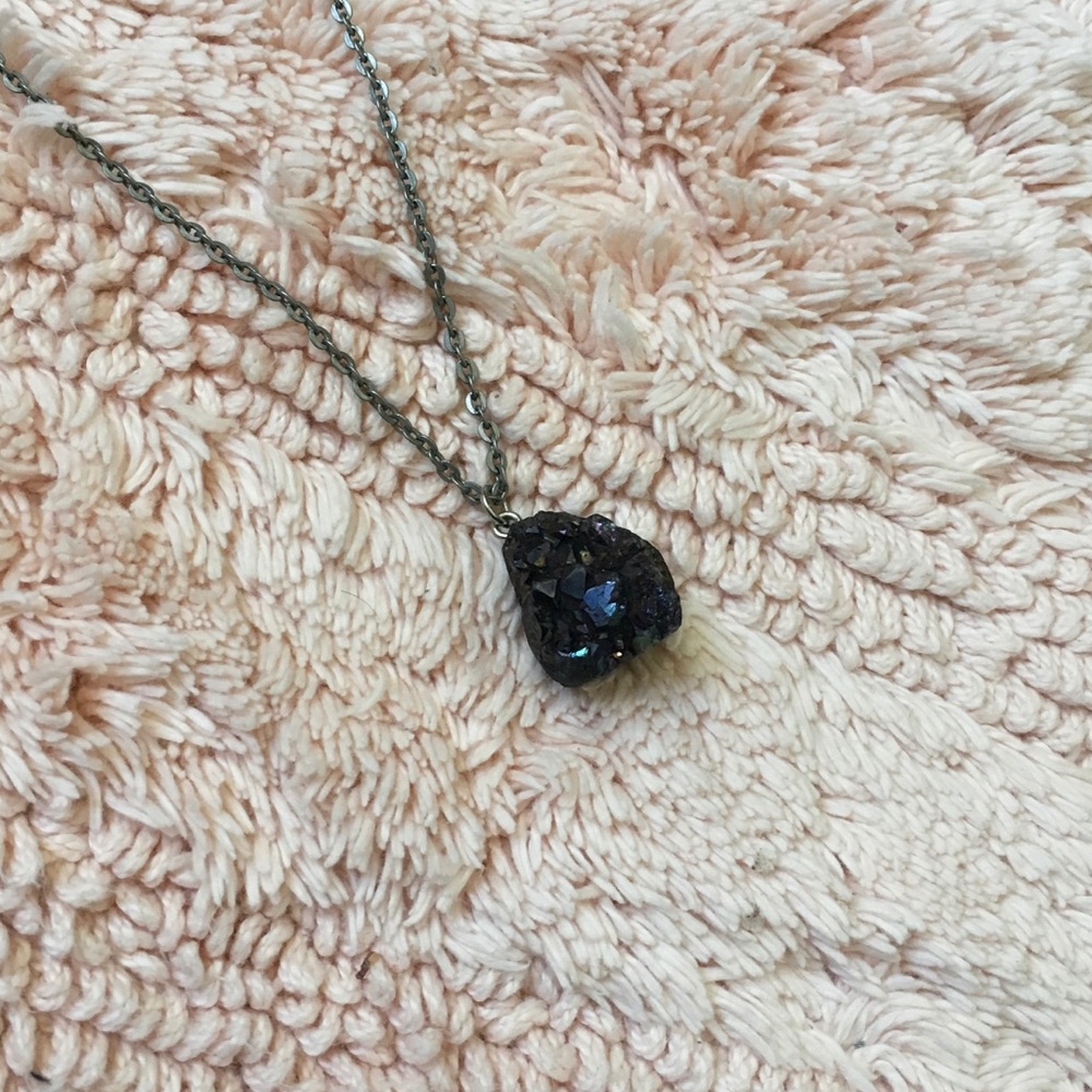 ! 2 hrs left! Dark Rock Necklace With Dark Chain