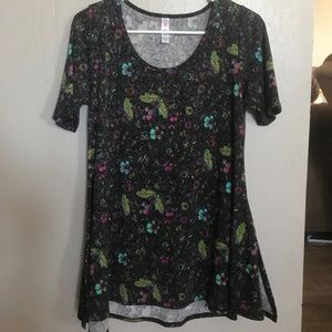Lularoe perfect tee XS Floral leaves teal