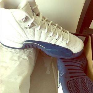 Retro Air Jordan 12s - White & French blue
