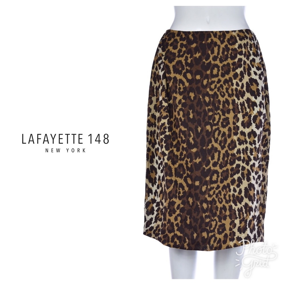 Lafayette 148 New York Leopard Midi skirt