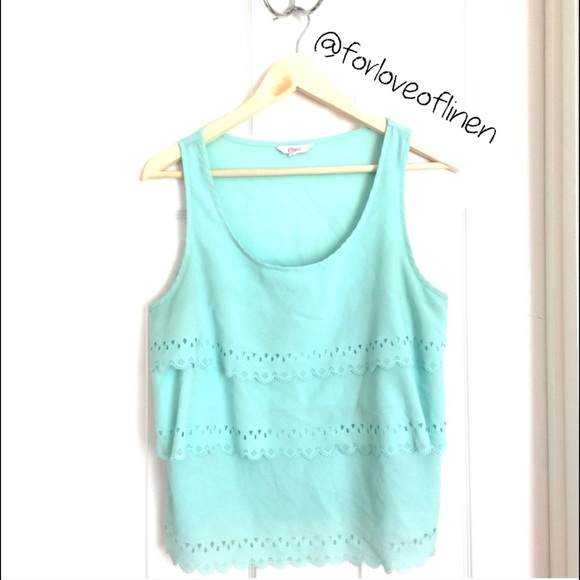 Candie's Tops - {Candie's} Tiffany Blue Eyelet & Ruffles tank top